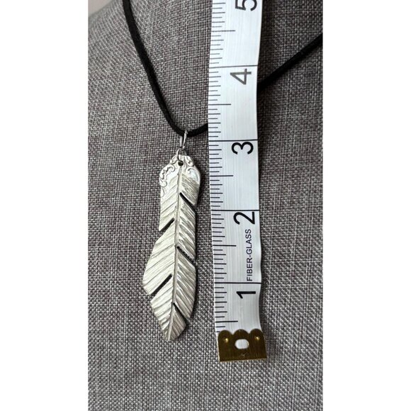 Upcycled Antique Silverware Feather Pendant Necklace: Bohemian Flatware Jewelry - Picture 5 of 7